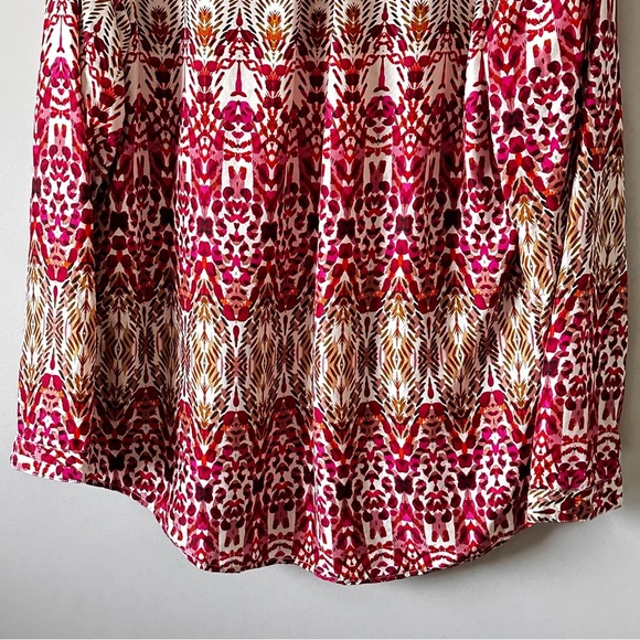 Garnet Hill 100% Silk Floral Green and Orange Ikat Women's Top Size 16 - Picture 13 of 13